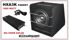 Excursion basspack 12 inch bassreflex 900 watts RMS + mono block versterker 