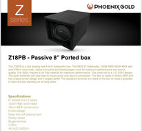 Phoenix Gold Z18PB bassreflex kist 8 inch 150 watts RMS 4 ohms