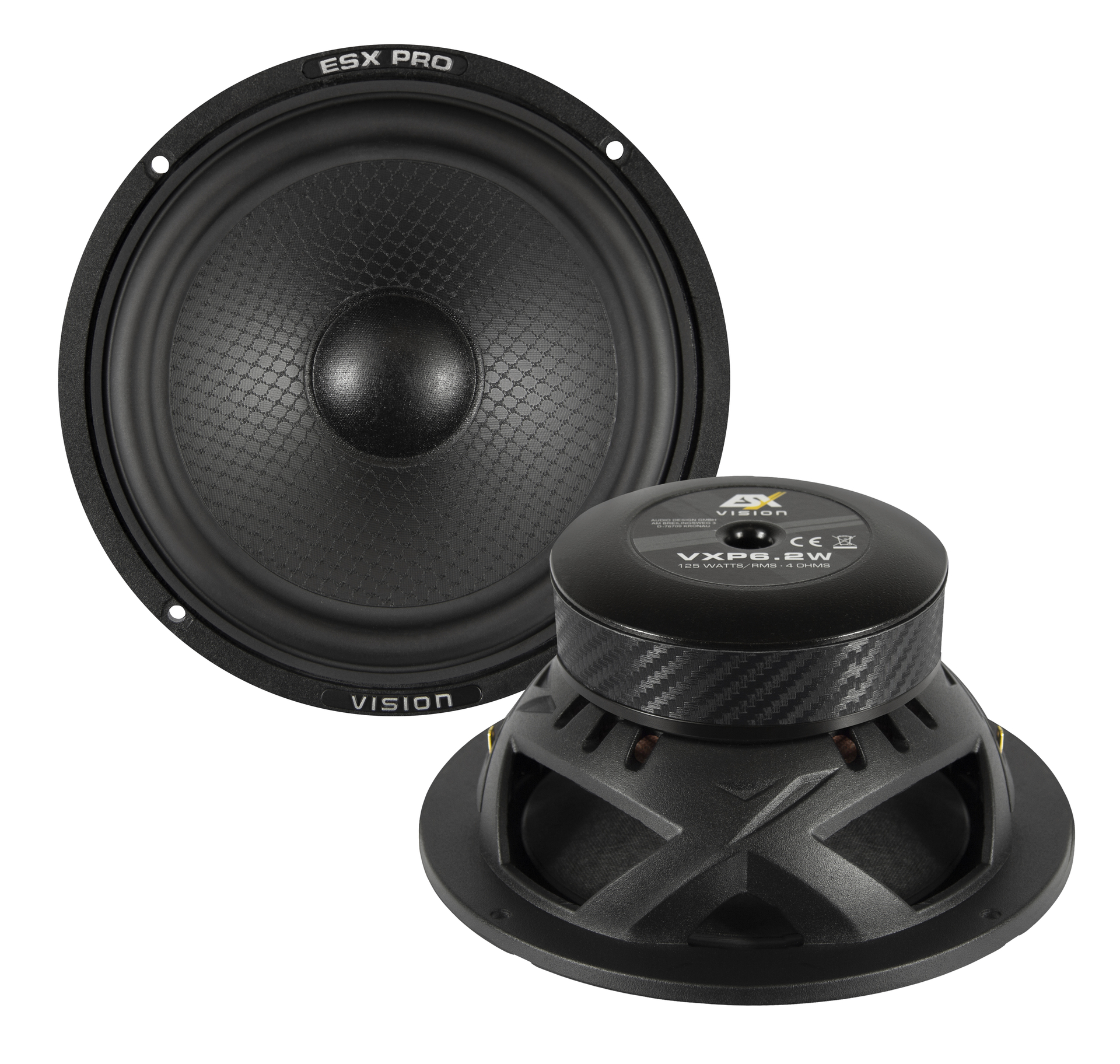 ESX Vision VXP6.2W high end kickbassen set 16,5 cm 125 watts RMS 4 ohms