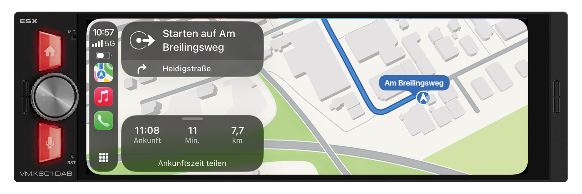 ESX Vision VMX601DAB Autoradio 1Din met Android Auto & Apple CarPlay usb en bluetooth 