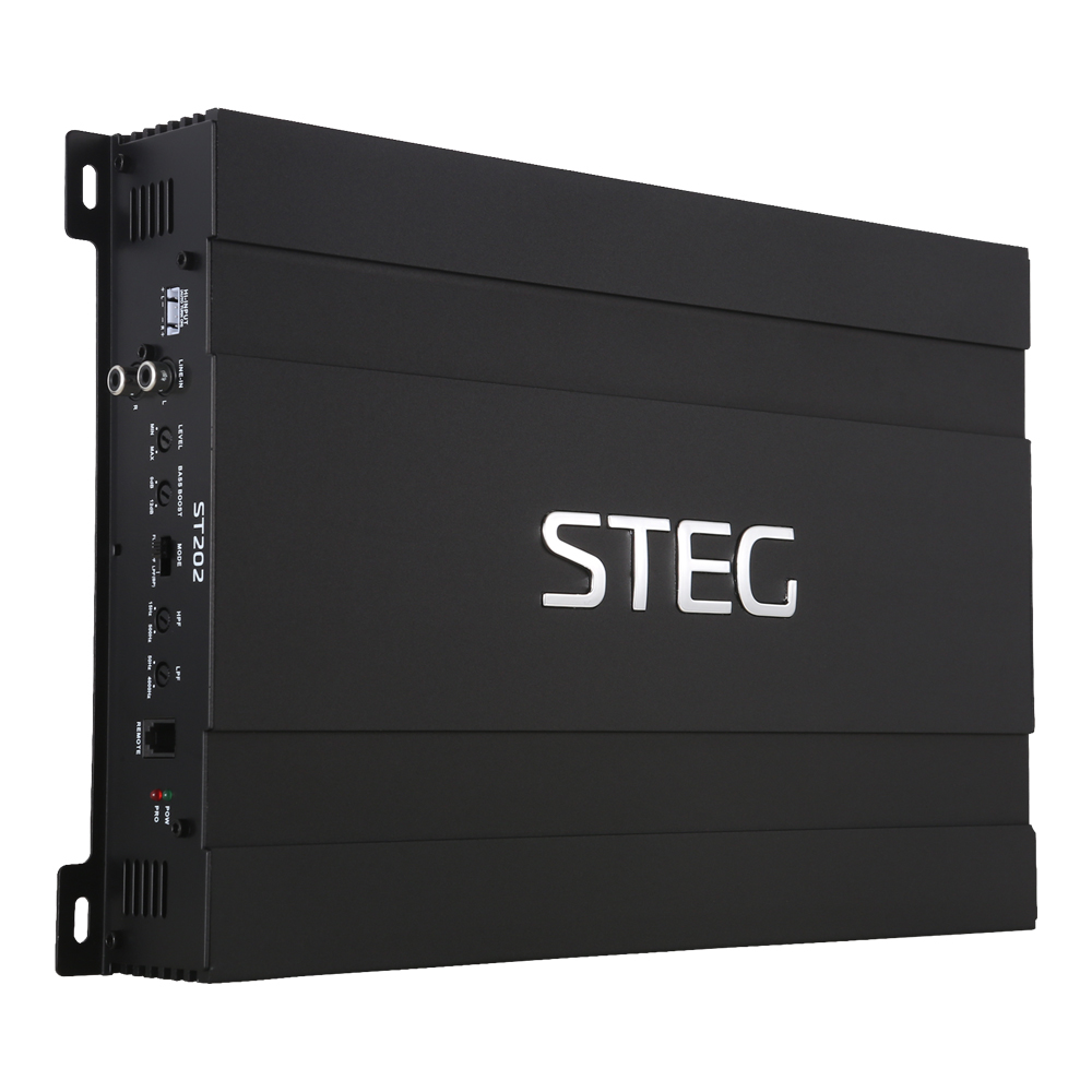 Steg ST202 versterker 2 kanaals 390 watts RMS auto high level